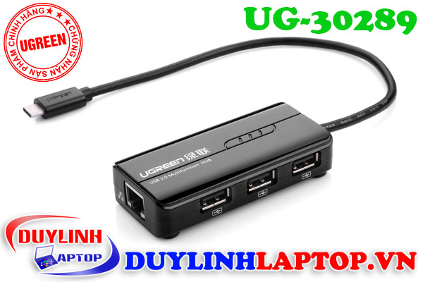 Cáp USB Type C to Lan + USB 2.0 chia 3 cổng Ugreen 30289