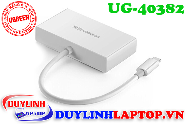 Cáp USB Type C to Lan + USB 3.1 chia 3 cổng Ugreen 40382