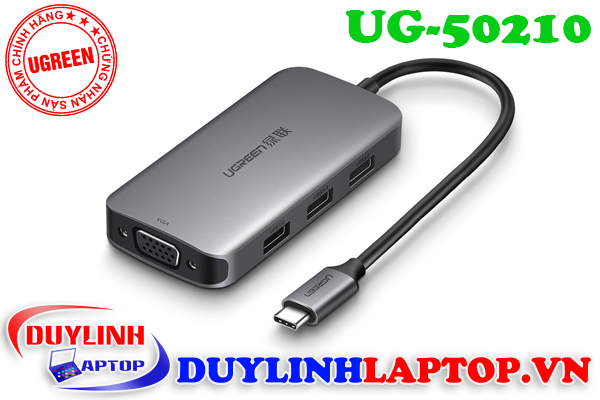 Cáp USB Type C to VGA, USB 3.0 chia 3 cổng Ugreen 50210