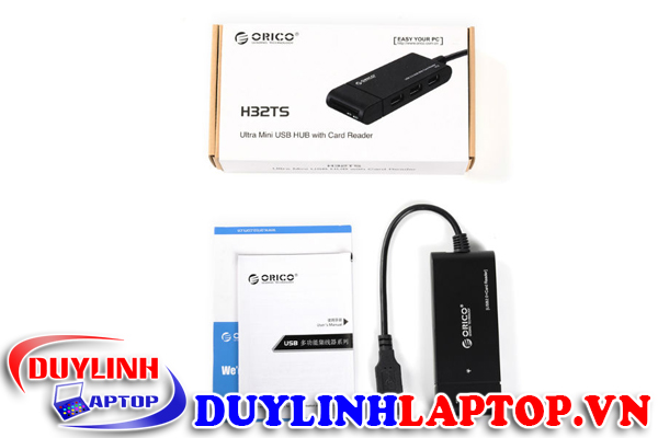 Bộ chia 3 USB 2.0 ORICO H32TS-U2 tích hợp đầu đọc thẻ TF/SD