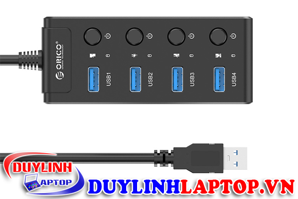 Bộ chia 4 Port USB 3.0 ORICO W9PH4-U3 - 4 cổng USB 3.0 nút nguồn riêng