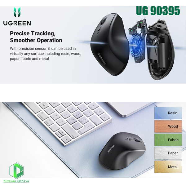 Chuột không dây Bluetooth 5.0 + 2.4Ghz Silent Click DPI 4000 Ugreen 90395