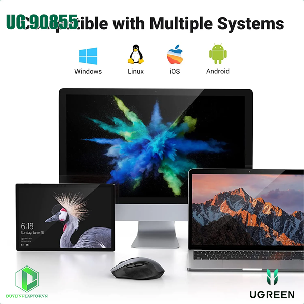 Chuột không dây Bluetooth 5.0 và Wireless 2.4G Ugreen 90855