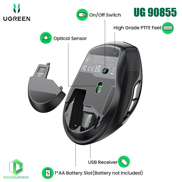 Chuột không dây Bluetooth 5.0 và Wireless 2.4G Ugreen 90855