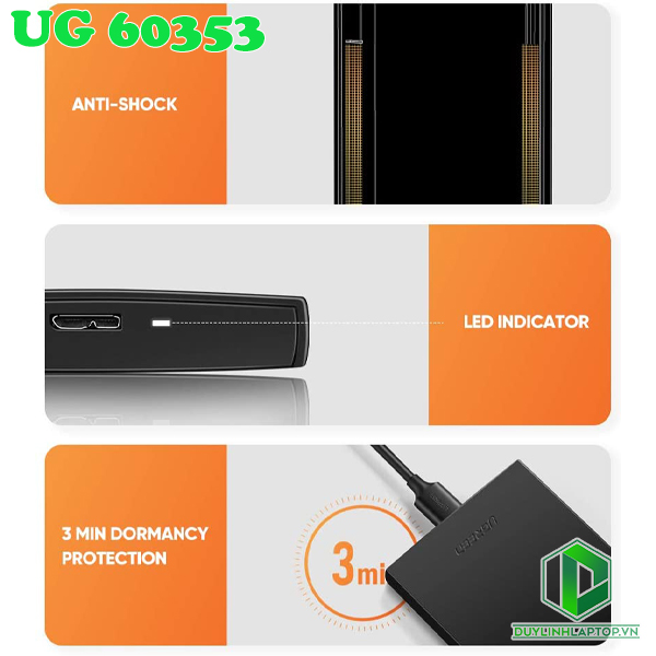 Box đựng ổ cứng máy tính HDD,SSD 2,5 inch Sata to USB 3.0 Ugreen 60353