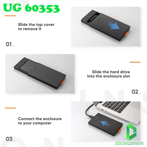 Box đựng ổ cứng máy tính HDD,SSD 2,5 inch Sata to USB 3.0 Ugreen 60353