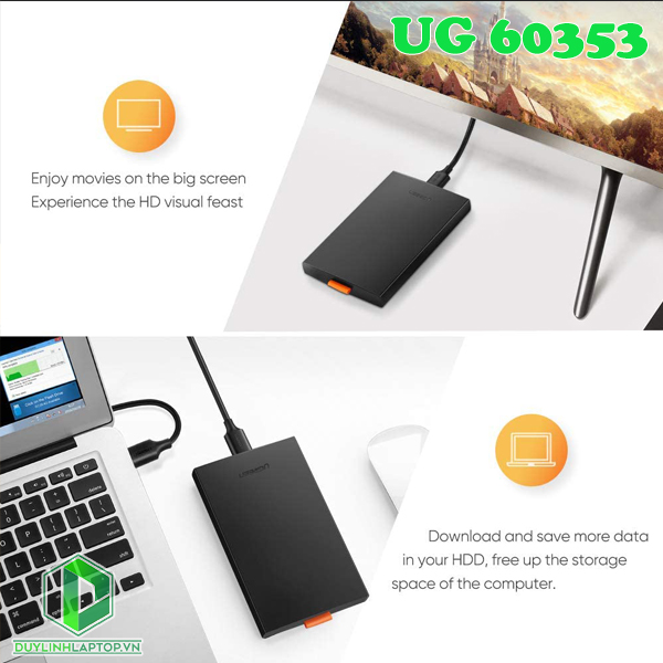 Box đựng ổ cứng máy tính HDD,SSD 2,5 inch Sata to USB 3.0 Ugreen 60353