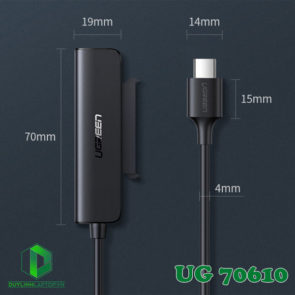 Cáp chuyển đổi USB Type C to SATA hỗ trợ đọc ổ cứng 2.5 inch Ugreen 70610