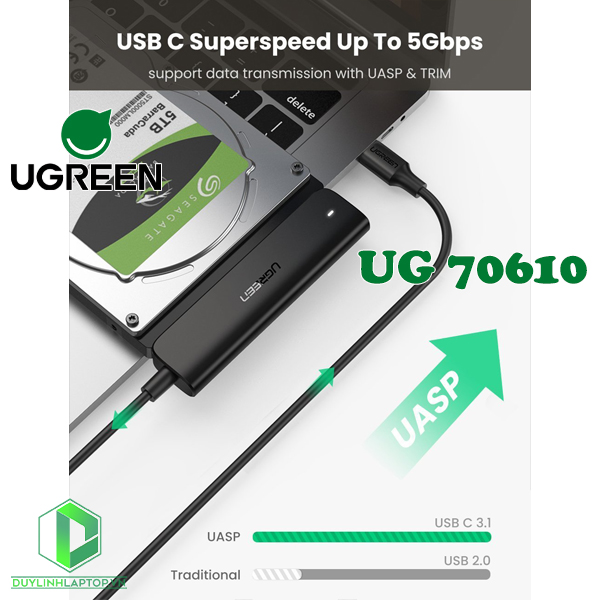 Cáp chuyển đổi USB Type C to SATA Ugreen 70610 - 3