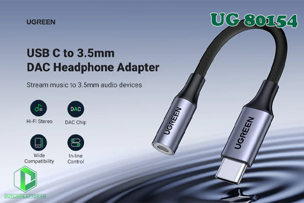Cáp USB Type C ra 3.5mm có chip DAC Ugreen 80154
