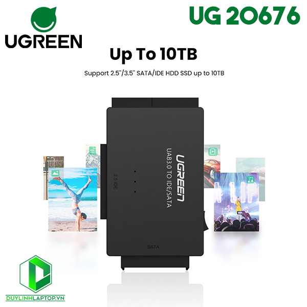 Bộ chuyển đổi USB 3.0 to Sata, IDE 2.5, 3.5 kèm nguồn phụ Ugreen 20676