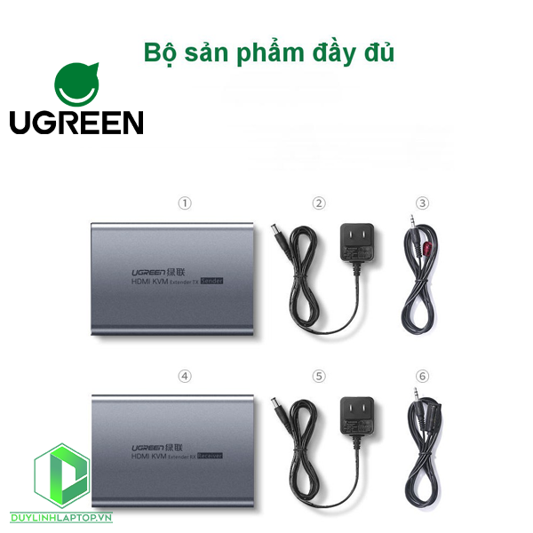 Bộ kéo dài tín hiệu HDMI + USB qua cáp mạng 150m Cat5e,Cat6 Ugreen 70438 (Receiver)