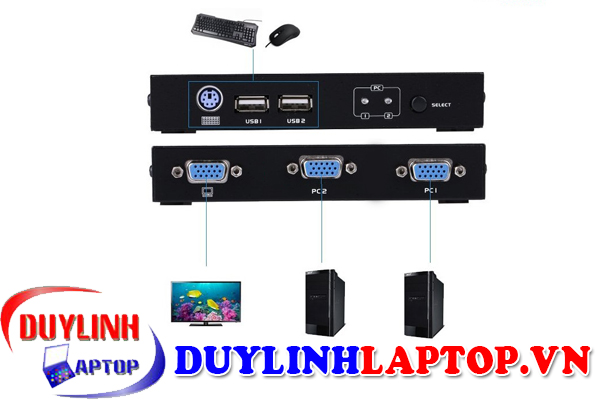 Auto KVM Switch 2Port- PS2 và USB. Chuyển mạch tự động 2 CPU ra 1 màn hình - MT-271UK-L