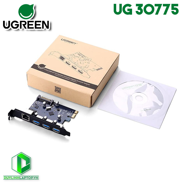 Card PCI Express to 3 USB 3.0 + Lan tốc độ 1000Mbps Ugreen 30775