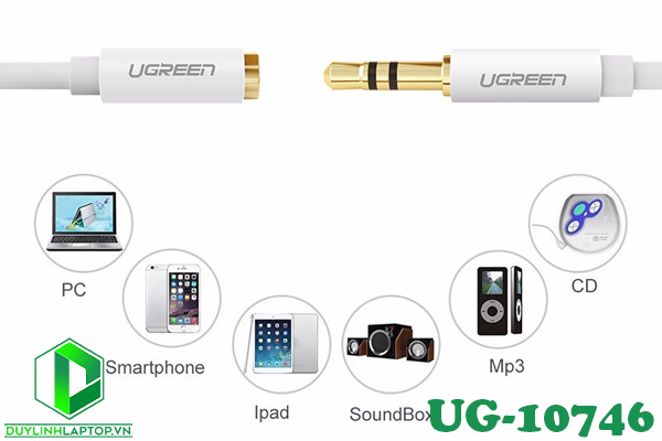 Cáp nối Audio 3.5mm cao cấp dài 0.5m chính hãng UGREEN UG-10746