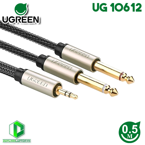 Dây cáp Audio 1 ra 2 dầu 6.5mm dài 0.5m Ugreen 10612