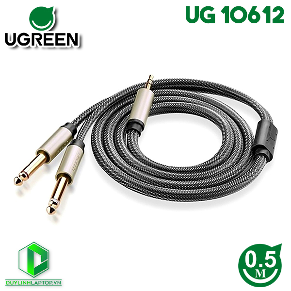 Dây cáp Audio 1 ra 2 dầu 6.5mm dài 0.5m Ugreen 10612