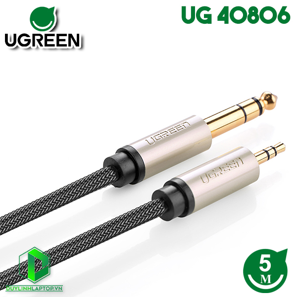 Cáp chuyển đổi âm thanh 3.5mm sang 6.5mm dài 5M Ugreen 40806