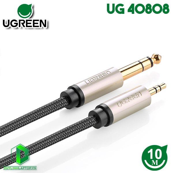 Cáp chuyển đổi âm thanh 3.5mm sang 6.5mm dài 10M Ugreen 40808