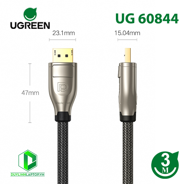 Cáp Displayport 1.4 dài 3m hỗ trợ 8K/60Hz Ugreen 60844