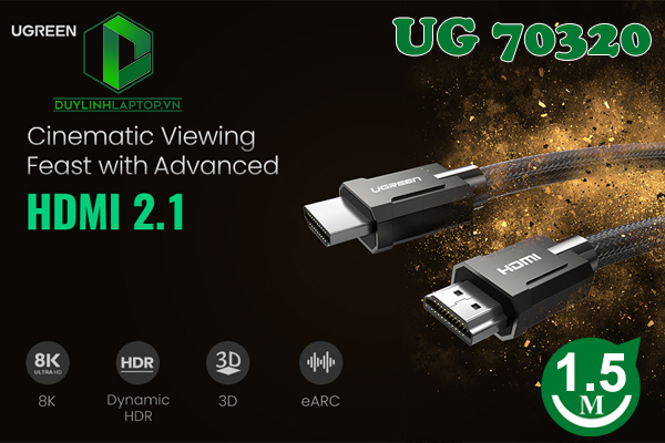 Dây Cáp HDMI 2.1 dài 1.5m độ phân giải 8K@60Hz Ugreen 70320