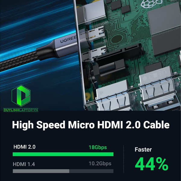 Cáp Micro HDMI to HDMI chính hãng Ugreen 10550 dài 1M hỗ trợ 4k 60Hz