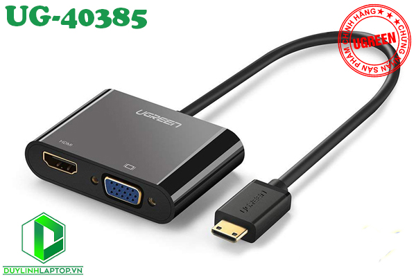 Cáp Mini HDMI to HDMI + VGA cao cấp chính hãng UGREEN UG-40385 hỗ trợ 4K, 3D