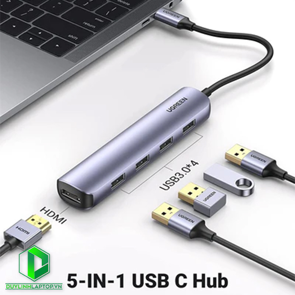 Hub USB Type C 5 in 1 to HDMI, USB 3.0 chính hãng Ugreen 20197