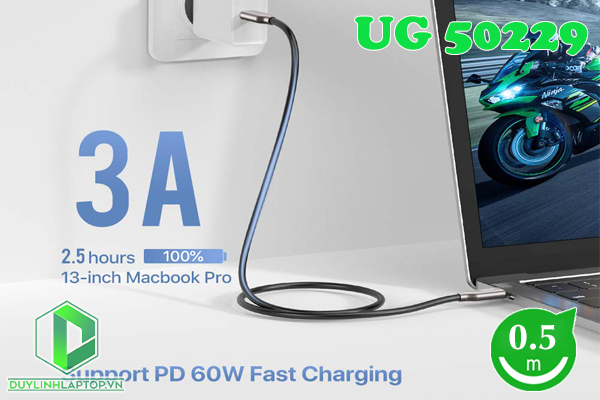 Cáp USB Type C 3.1 Gen 2 dài 0.5m Ugreen 50229 hỗ trợ 4K2K@60Hz