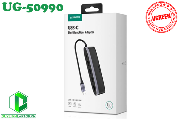 Bộ chuyển đa năng Cáp USB Type C to HDMI, Hub USB 3.0 hỗ trợ sạc - USB C 5 in 1 Ugreen UG-50990