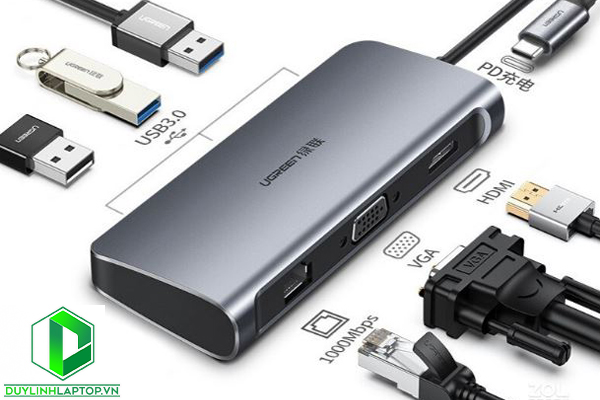 Ugreen 60557 - Cáp USB Type C to HDMI, VGA, Lan, USB 3.0, USB C