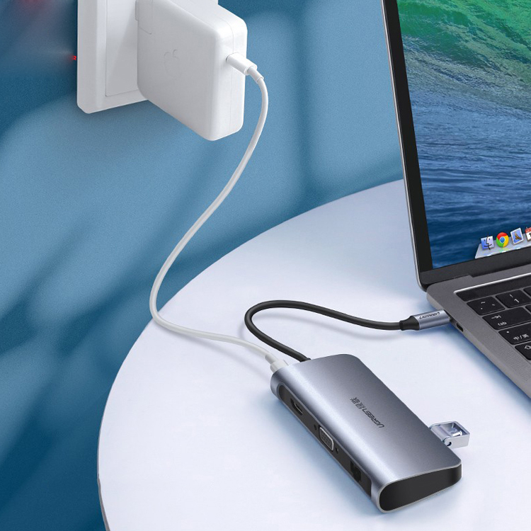 Ugreen 60557 - Cáp USB Type C to HDMI, VGA, Lan, USB 3.0, USB C