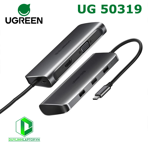 Cáp chuyển USB Type C to HDMI, VGA, USB 3.0 hỗ trợ sạc USB C Ugreen 50319