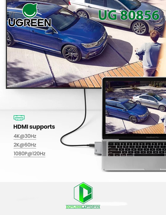 Bộ chuyển Dual USB Type C to HDMI+USB 3.0+ Card Reader + Type C Ugreen 80856