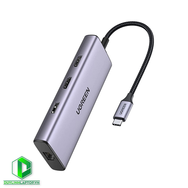Hub USB Type C to 2 HDMI, USB 3.0, Lan, Sạc PD, đọc thẻ SD/TF Ugreen 90119