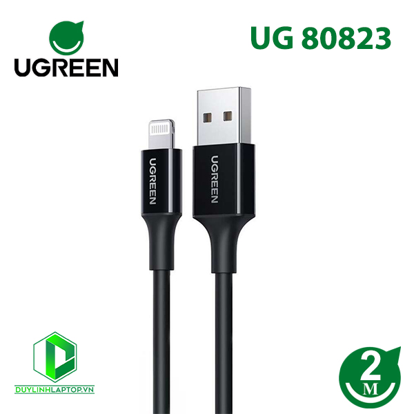 Cáp Lightning ra USB có chíp MFI chính hãng 2M màu đen Ugreen 80823