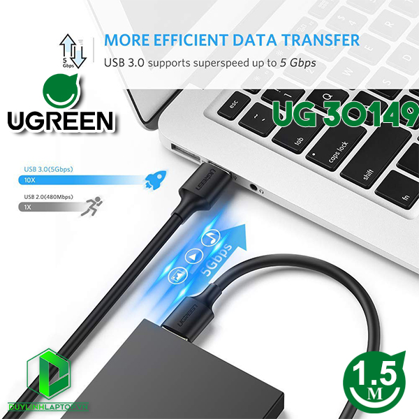 Cáp USB 3.0 hai đầu dương dài 1,5m Ugreen 30149