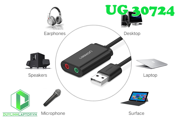 Card USB Sound 2.0 to 3.5mm Ugreen 30724