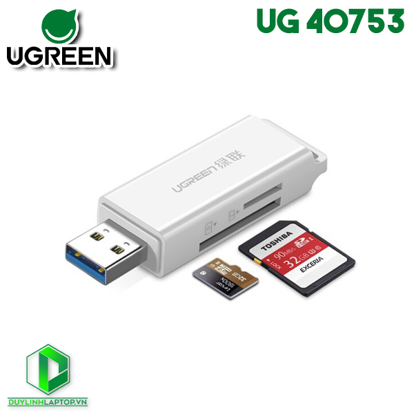 Đầu đọc thẻ nhớ SD/TF chuẩn USB 3.0 Ugreen 40753