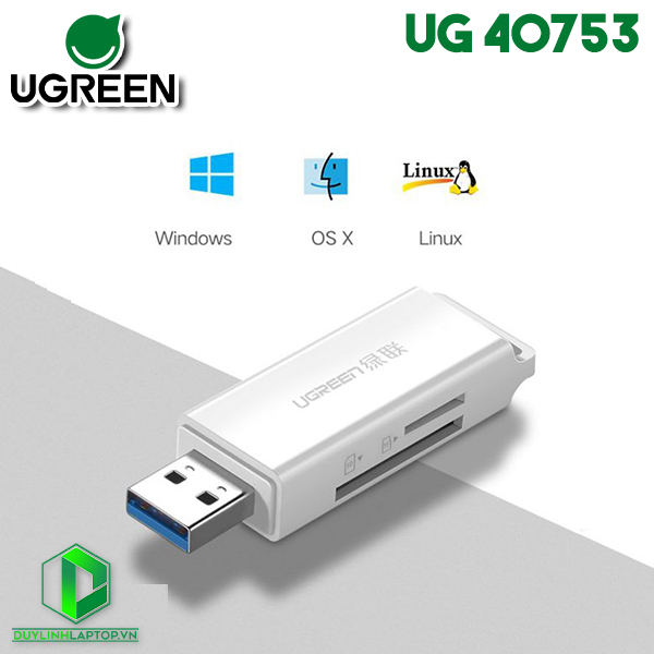 Đầu đọc thẻ nhớ SD/TF chuẩn USB 3.0 Ugreen 40753