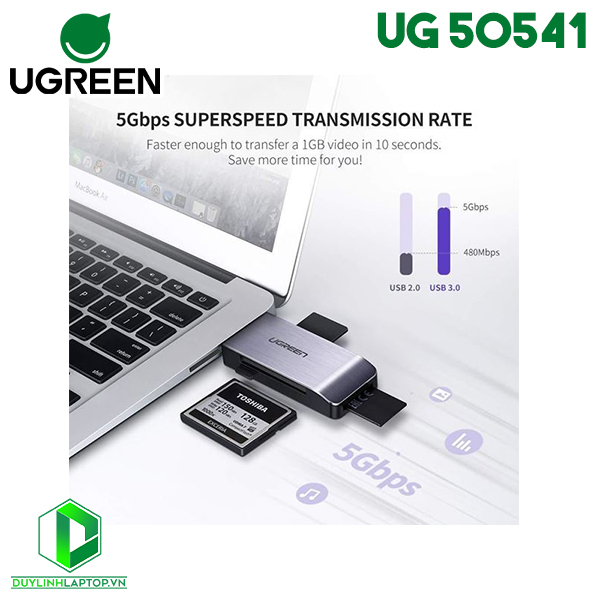 Đầu đọc thẻ nhớ SD/TF/CF/MS chuẩn USB 3.0 Ugreen 50541