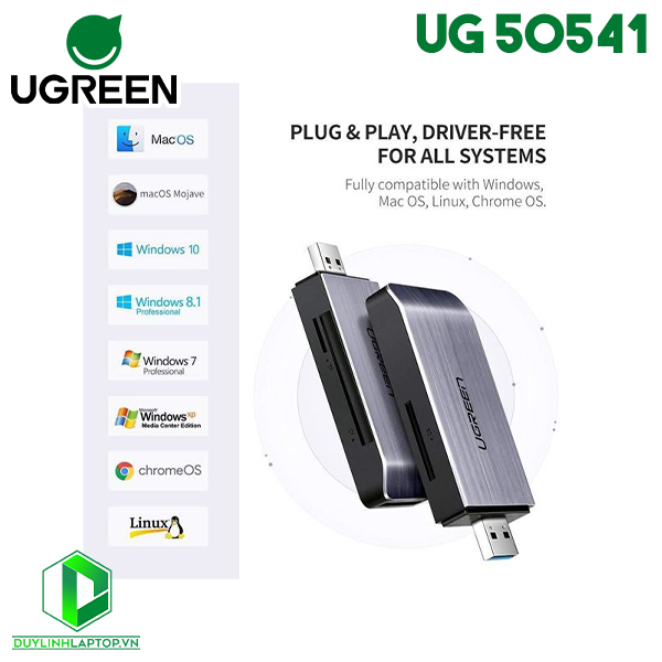 Đầu đọc thẻ nhớ SD/TF/CF/MS chuẩn USB 3.0 Ugreen 50541