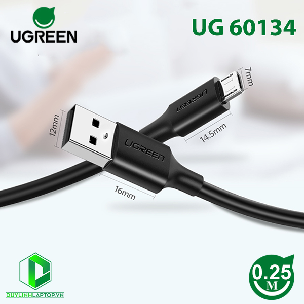 Cáp USB to Micro USB dài 0,25m màu đen Ugreen 60134