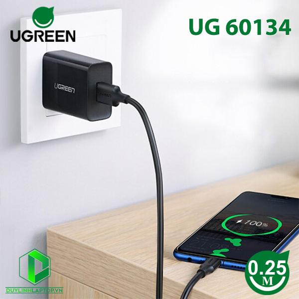 Cáp USB to Micro USB dài 0,25m màu đen Ugreen 60134