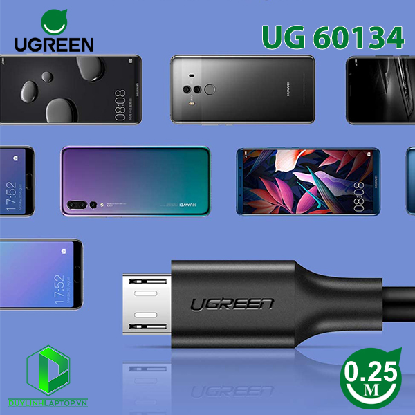 Cáp USB to Micro USB dài 0,25m màu đen Ugreen 60134