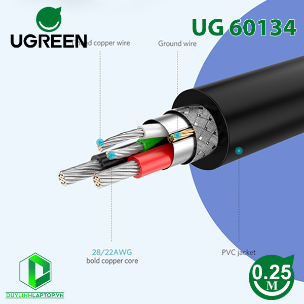 Cáp USB to Micro USB dài 0,25m màu đen Ugreen 60134