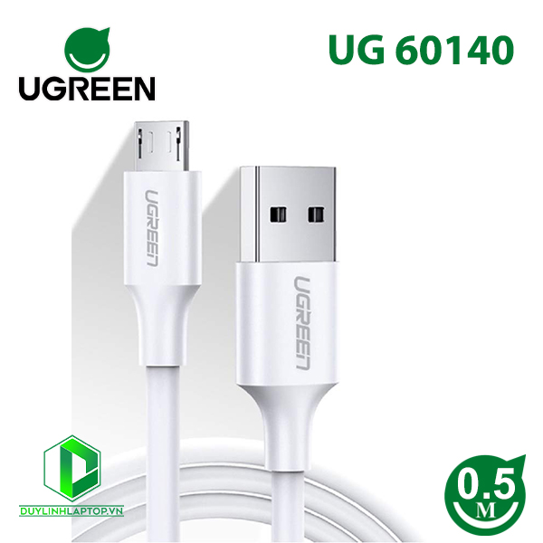 Cáp sạc truyền dữ liệu USB 2.0 sang MICRO USB hỗ trợ sạc nhanh 0,5m màu trắng Ugreen 60140