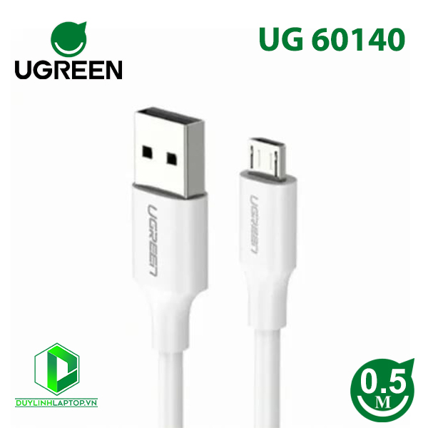 Cáp sạc truyền dữ liệu USB 2.0 sang MICRO USB hỗ trợ sạc nhanh 0,5m màu trắng Ugreen 60140