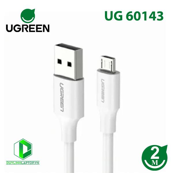 Cáp sạc truyền dữ liệu USB 2.0 sang MICRO USB hỗ trợ sạc nhanh 2m màu trắng Ugreen 60143