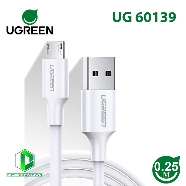 Cáp sạc truyền dữ liệu USB 2.0 sang MICRO USB hỗ trợ sạc nhanh màu trắng Ugreen 60139